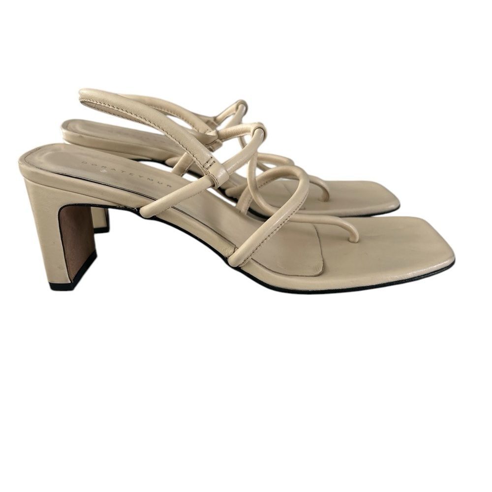 DORATEYMUR Beige Leather Strappy Thong Heeled Sandals EU 38 US 8 Designer